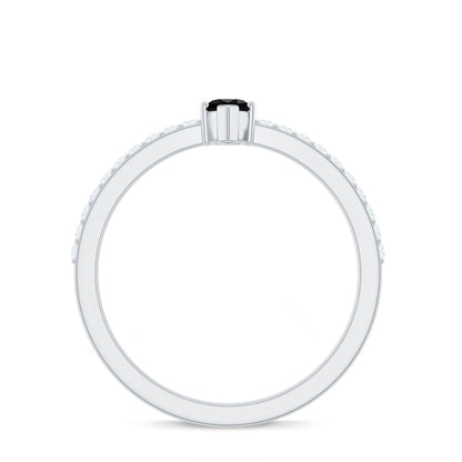 0.7 Carat Marquise Cut Black Onyx Minimal Promise Ring with Diamond