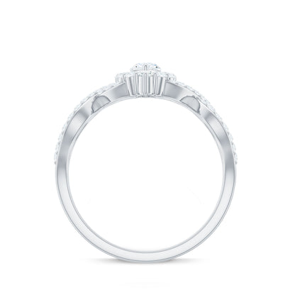 Marquise Moissanite Criss Cross Engagement Ring with Halo