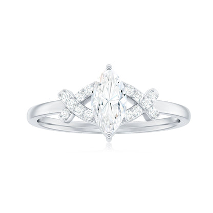 Certified Moissanite Marquise Engagement Ring for Women