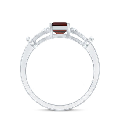 Real 2 Carat Garnet Designer Engagement Ring with Diamond