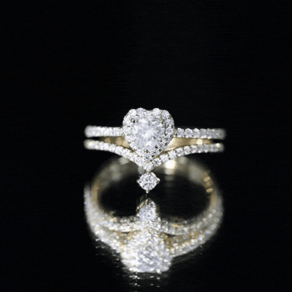 Certified Moissanite Heart Wedding Ring Set for Women