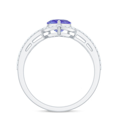 Heart Shape Tanzanite and Diamond Designer Engagement Ring