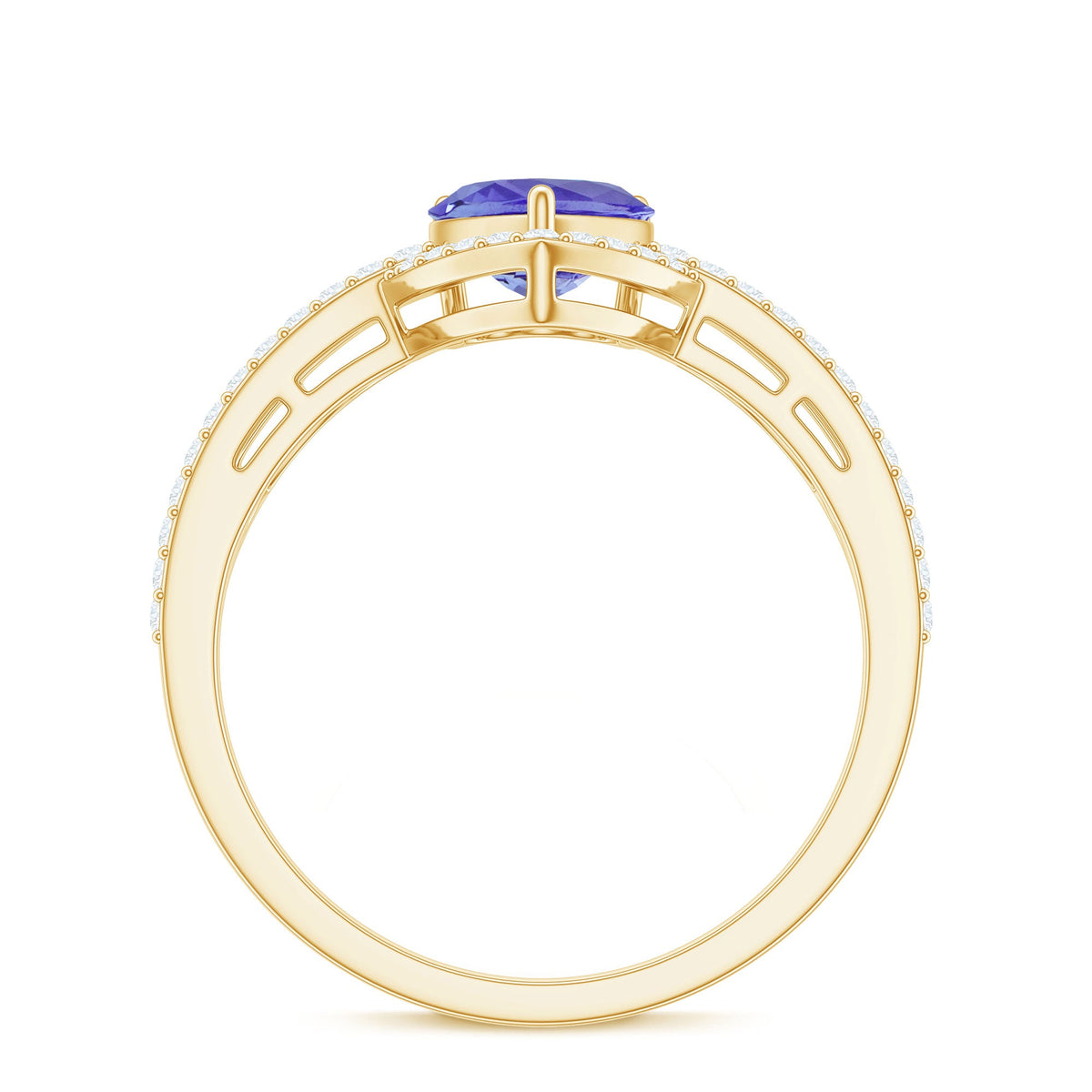 Heart Shape Tanzanite and Diamond Designer Engagement Ring
