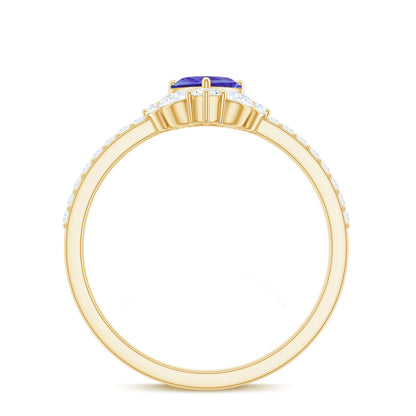 Natural Tanzanite Diamond Heart Promise Ring for Engagement