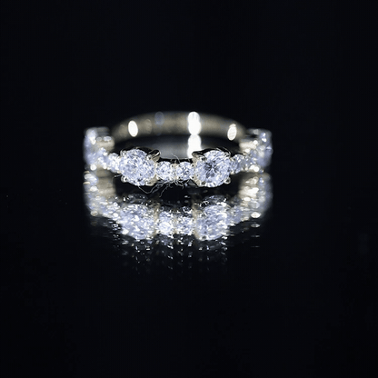 Round Moissanite Half Eternity Wedding Band