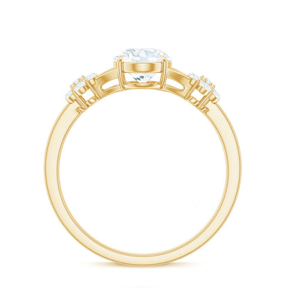 Oval Cut Moissanite Flower Engagement Ring in Split Shank