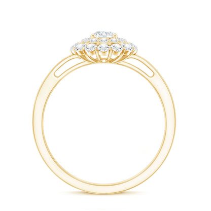 Certified Round Moissanite Double Halo Engagement Ring