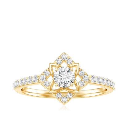 Certified Moissanite Floral Engagement Ring For Her