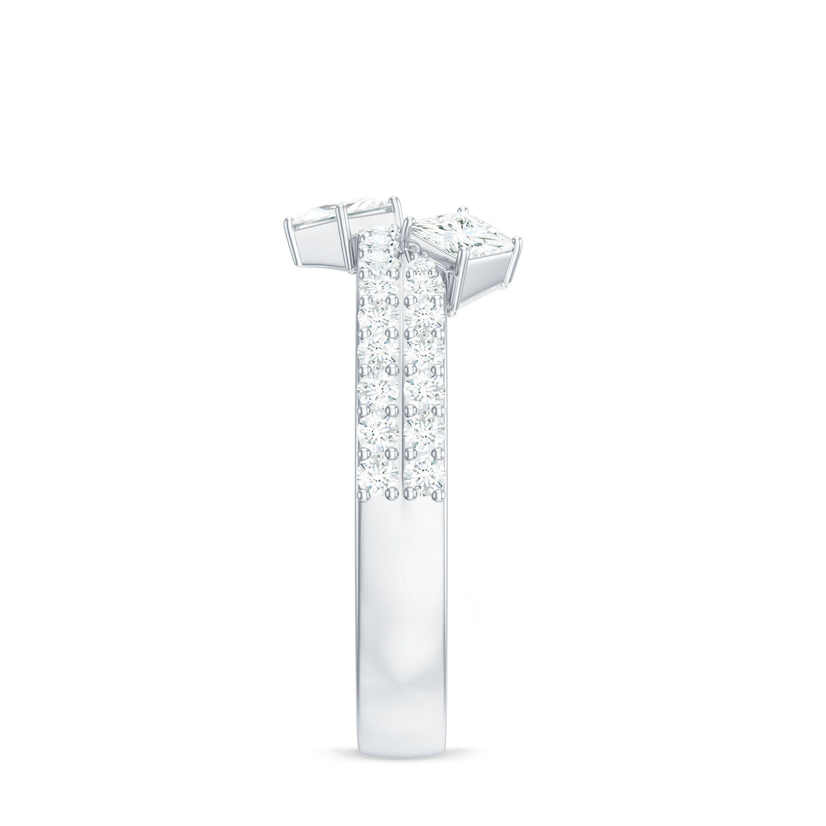 Princess and Round Cut Moissanite Designer Wedding Band