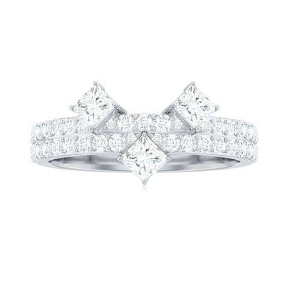 Princess and Round Cut Moissanite Designer Wedding Band