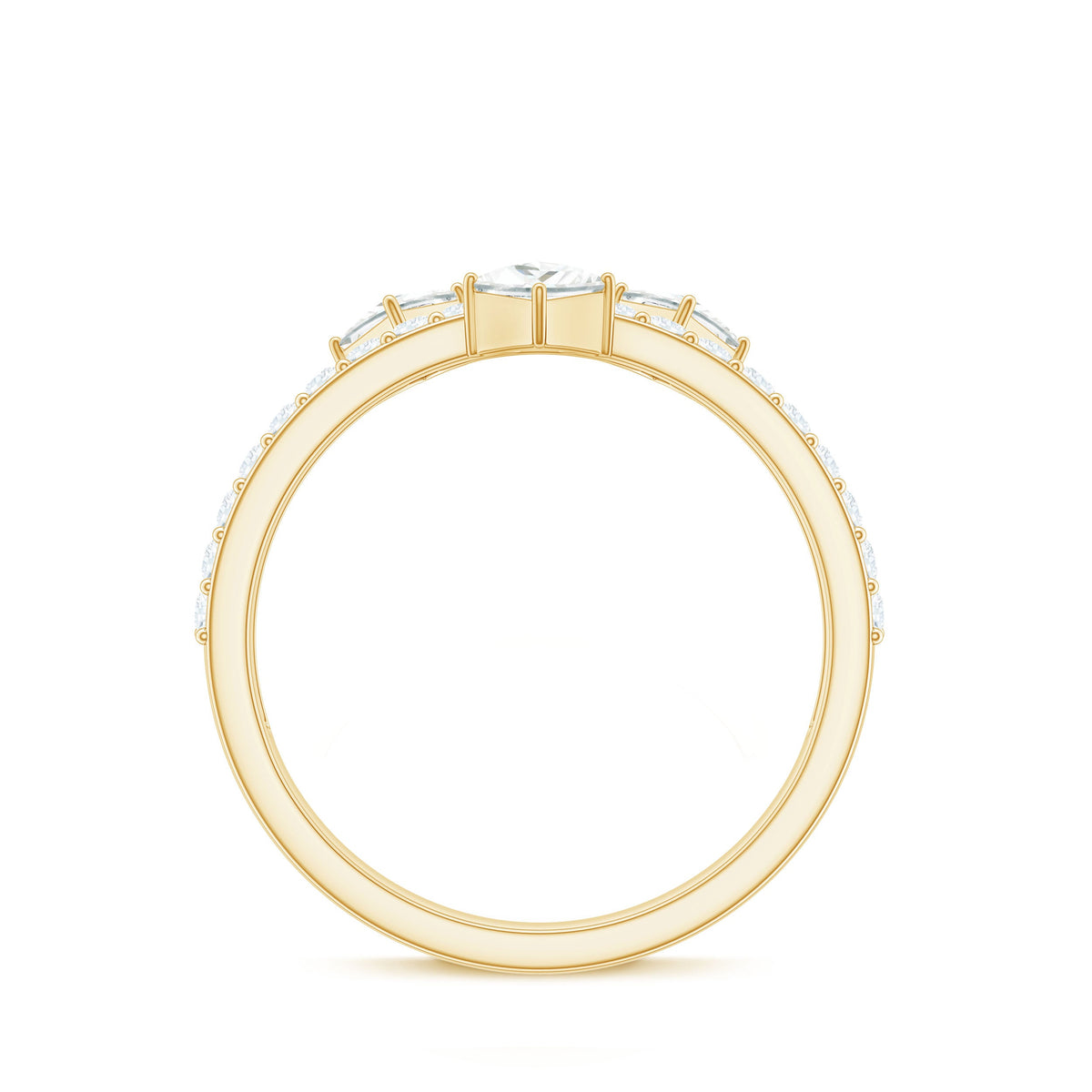 Princess and Round Cut Moissanite Designer Wedding Band