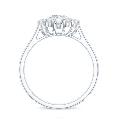 Round Moissanite Statement Engagement Ring with Halo