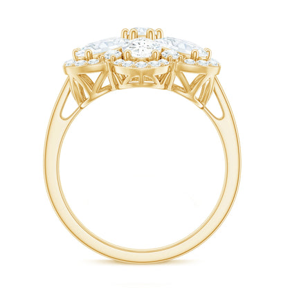 Certified Moissanite Huge Flower Engagement Ring