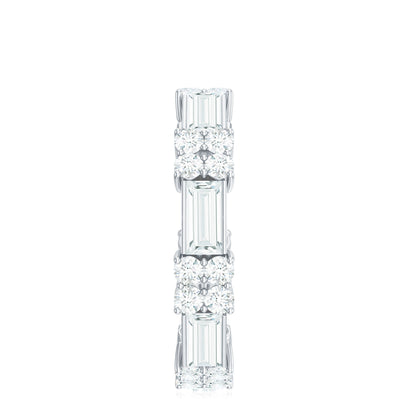 Moissanite Round and Baguette Wedding Band