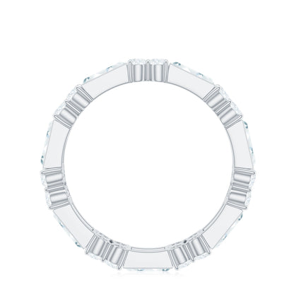 Moissanite Round and Baguette Wedding Band