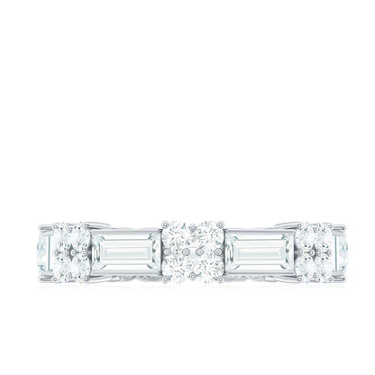 Moissanite Round and Baguette Wedding Band