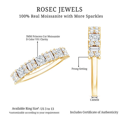 Certified Moissanite Half Eternity Wedding Band for Women