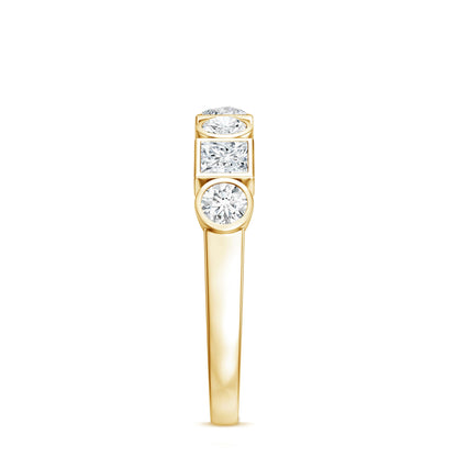 Alternate Bezel Set Moissanite Half Eternity Band Ring