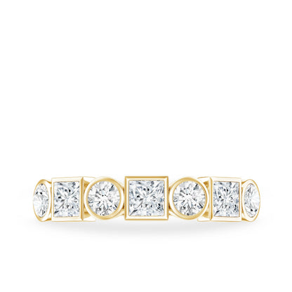 Alternate Bezel Set Moissanite Half Eternity Band Ring
