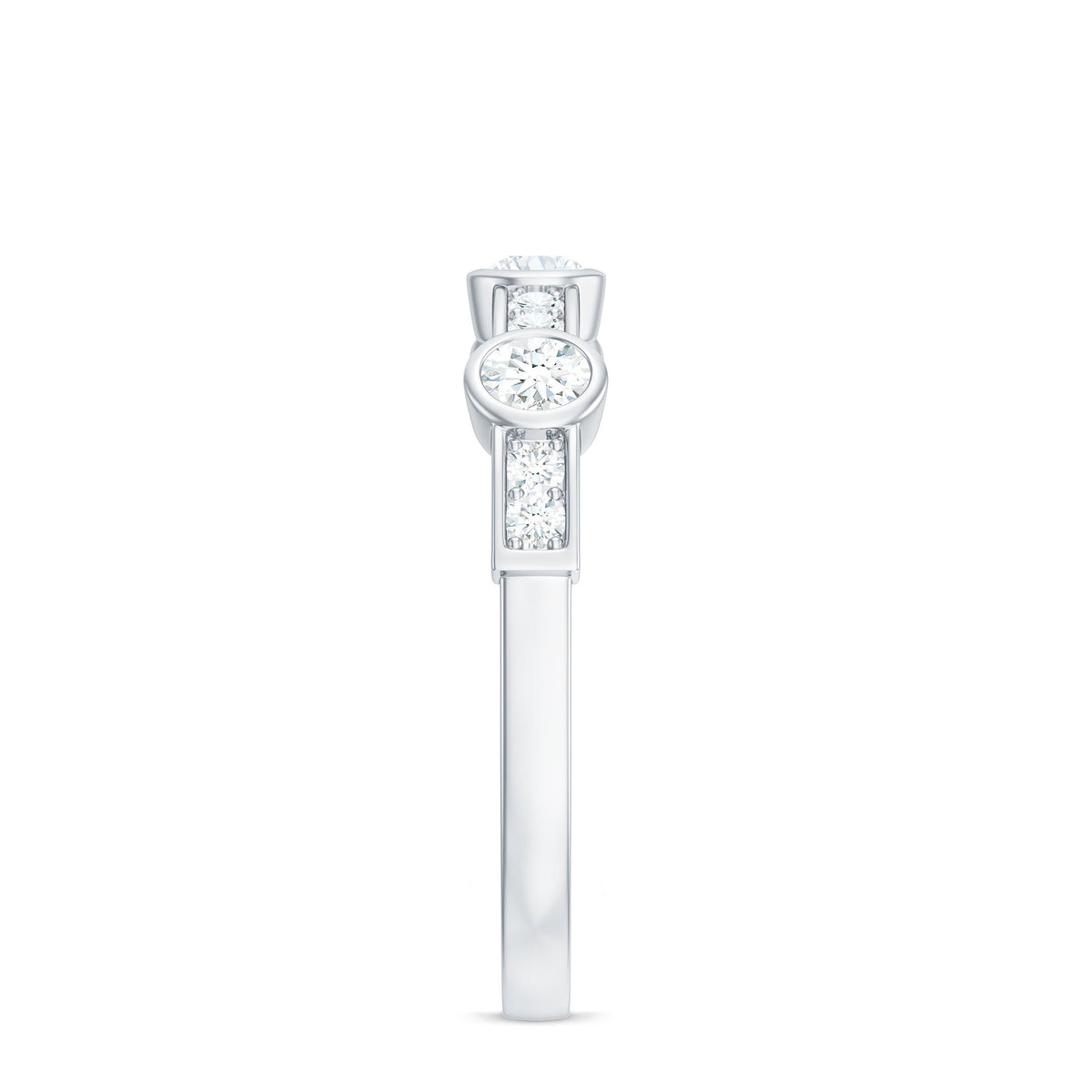 Certified Moissanite Semi Eternity Wedding Band Ring