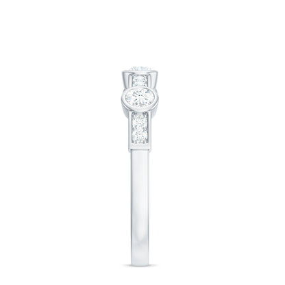 Certified Moissanite Semi Eternity Wedding Band Ring