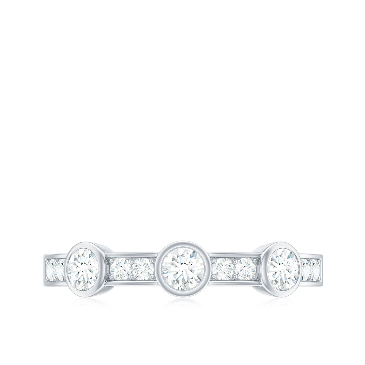 Certified Moissanite Semi Eternity Wedding Band Ring