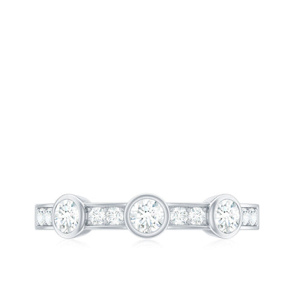 Certified Moissanite Semi Eternity Wedding Band Ring