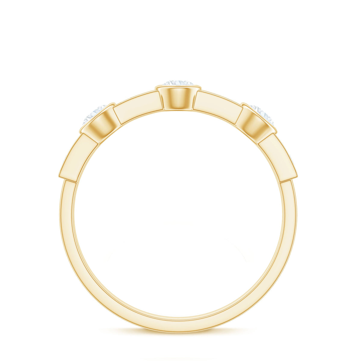 Certified Moissanite Semi Eternity Wedding Band Ring
