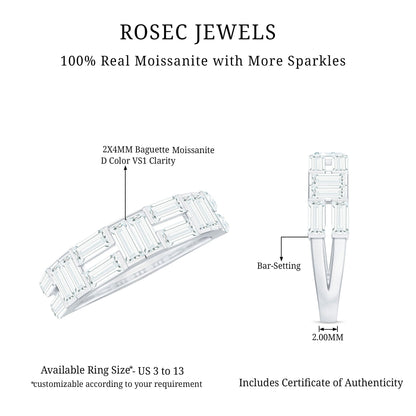 Bar Set Moissanite Baguette Wedding Band Ring