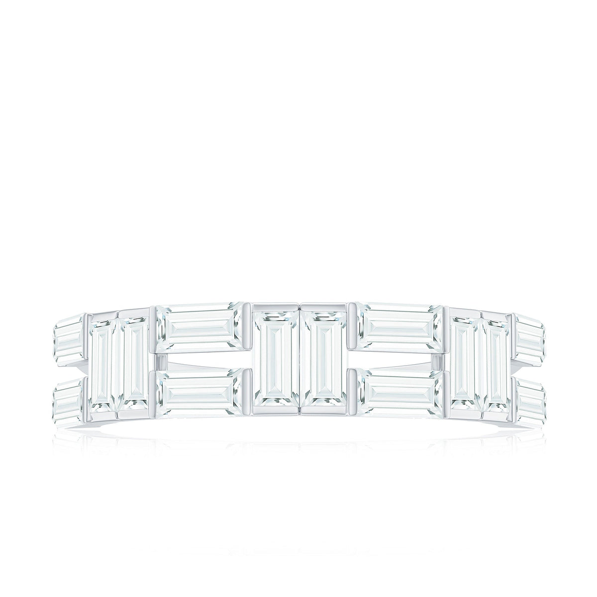 Bar Set Moissanite Baguette Wedding Band Ring