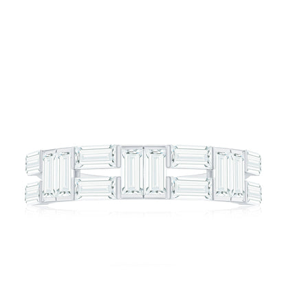 Bar Set Moissanite Baguette Wedding Band Ring