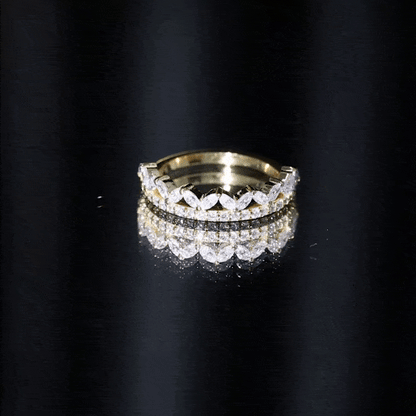Certified Moissanite Half Eternity Wedding Band in Crown Style