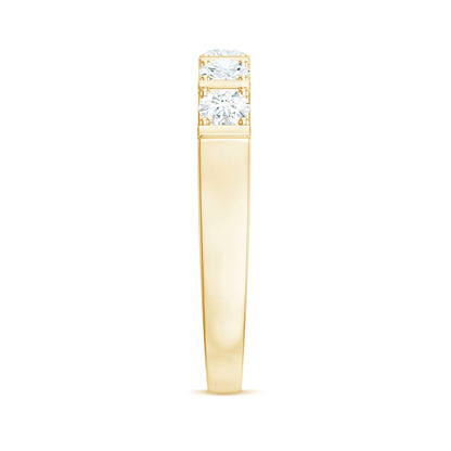Round Cut Certified Moissanite Five Stone Anniversary Band for Men