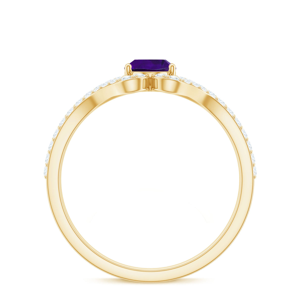 1 Carat Amethyst Oval Engagement Ring with Diamond Split Shank