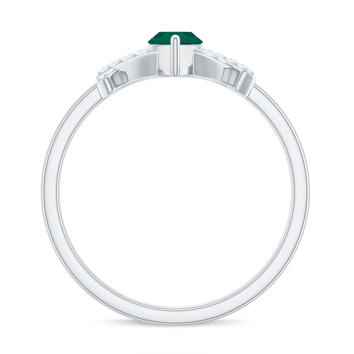 Designer Lab Grown Emerald Marquise Engagement Ring with Diamond