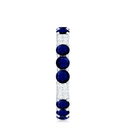 Natural Blue Sapphire and Diamond Eternity Wedding Band