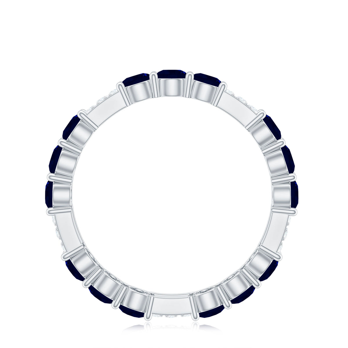 Natural Blue Sapphire and Diamond Eternity Wedding Band