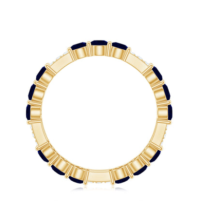 Natural Blue Sapphire and Diamond Eternity Wedding Band