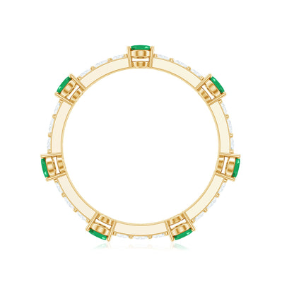 Natural Oval Emerald Diamond Eternity Marriage Anniversary Ring