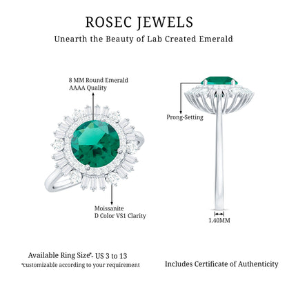 Certified 2 Carat Lab Grown Emerald Cocktail Ring with Double Halo