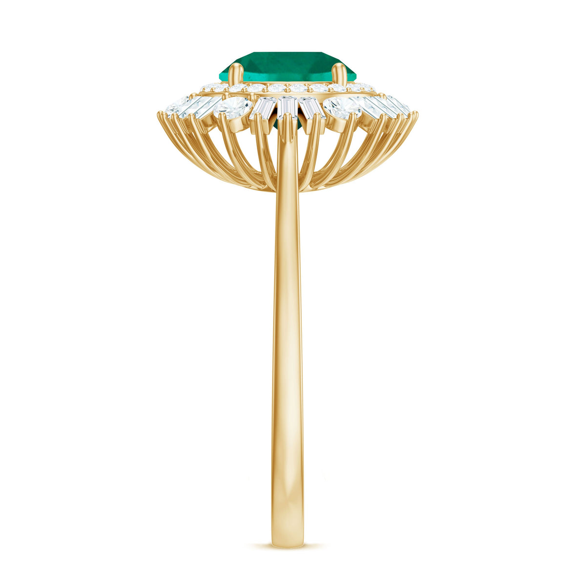 Certified 2 Carat Lab Grown Emerald Cocktail Ring with Double Halo