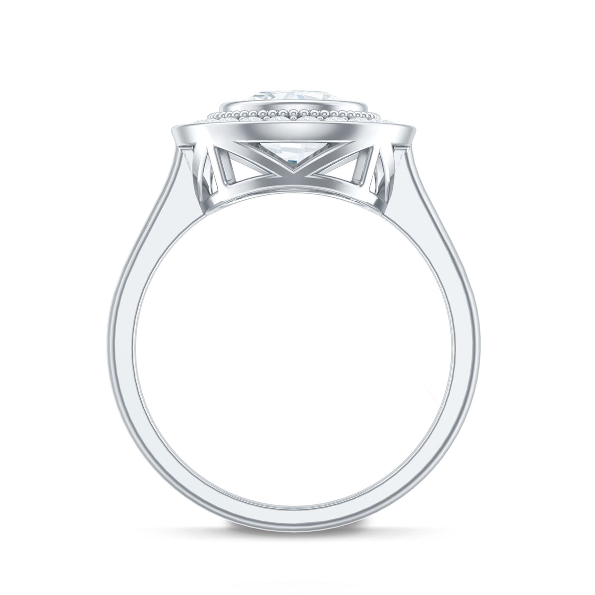 Vintage Inspired Round Moissanite Halo Engagement Ring with Certificate