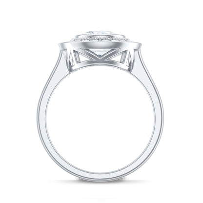 Vintage Inspired Round Moissanite Halo Engagement Ring with Certificate