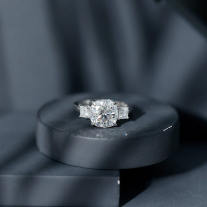 Cushion Moissanite Huge Engagement Ring