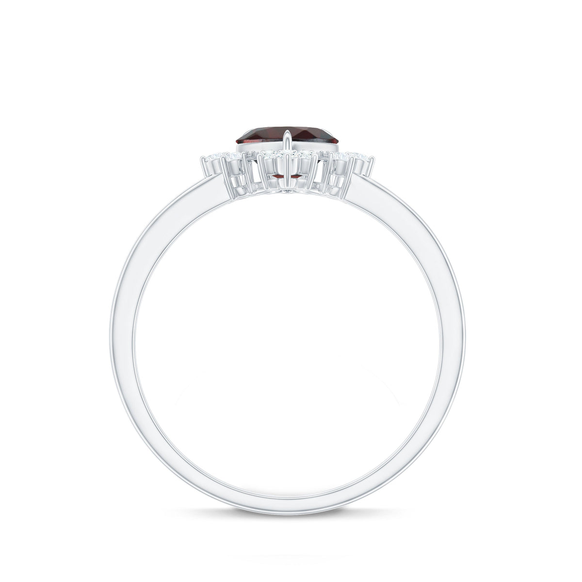 Certified Real Garnet Heart Engagement Ring with Diamond