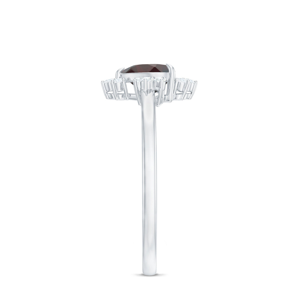 Certified Real Garnet Heart Engagement Ring with Diamond