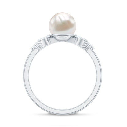 Nature Inspired 7.48 Carat Freshwater Pearl Engagement Ring with Diamond