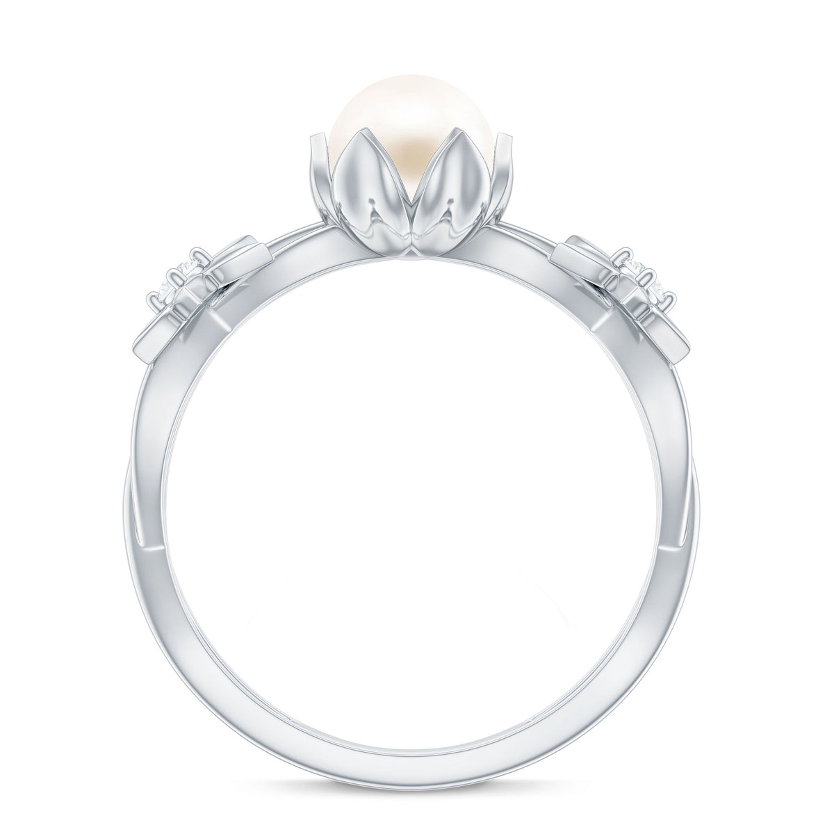 Real 7.48 Carat Freshwater Pearl Flower Engagement Ring with Diamond