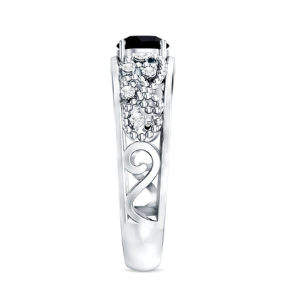 Vintage Inspired 0.8 Carat Lab Grown Black and White Diamond Engagement Ring