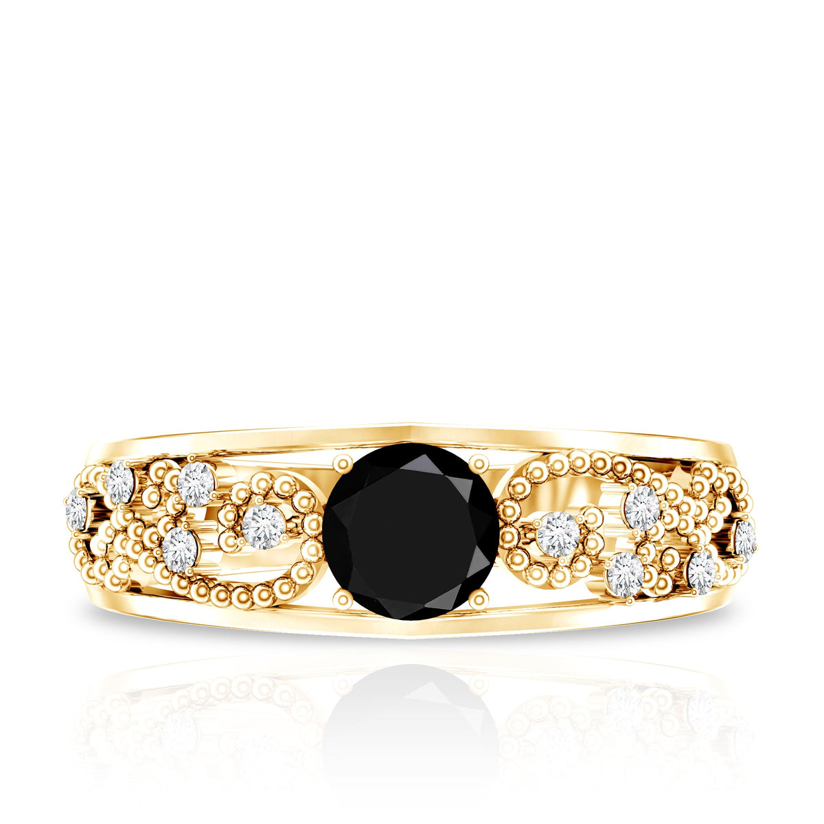Vintage Inspired 0.8 Carat Lab Grown Black and White Diamond Engagement Ring